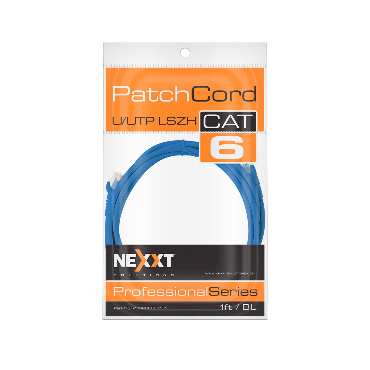 Bolsa de empaque del cable de red Nexxt Patch Cord Cat6 0.3m azul