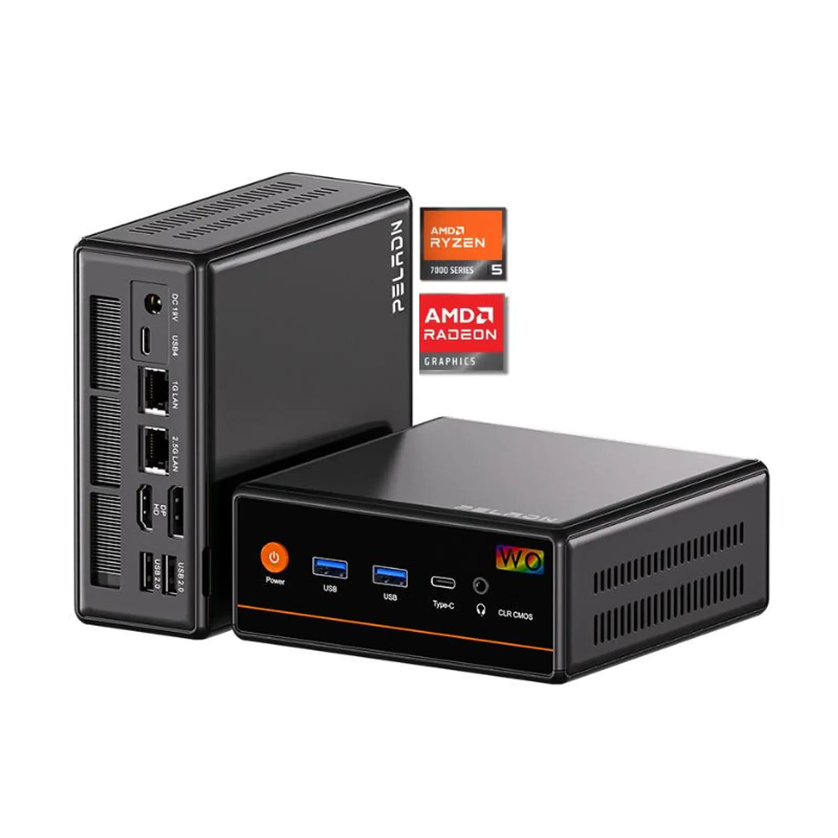 Mini PC Peladn WO4 Ryzen 5 7640HS vista frontal