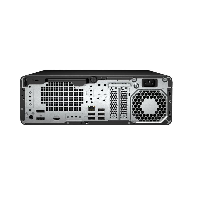 Puertos traseros del HP ProDesk 4 SFF G1i con DisplayPort, HDMI y Ethernet