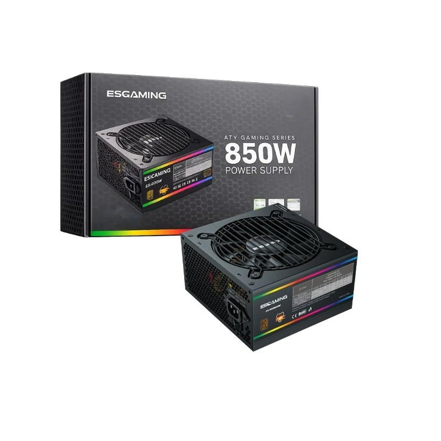Fuente de Poder ESGAMING ES-RGB850W 80 Plus Bronze caja