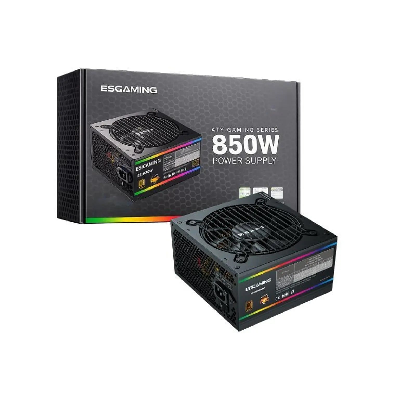 Fuente de Poder ESGAMING ES-RGB850W 80 Plus Bronze caja