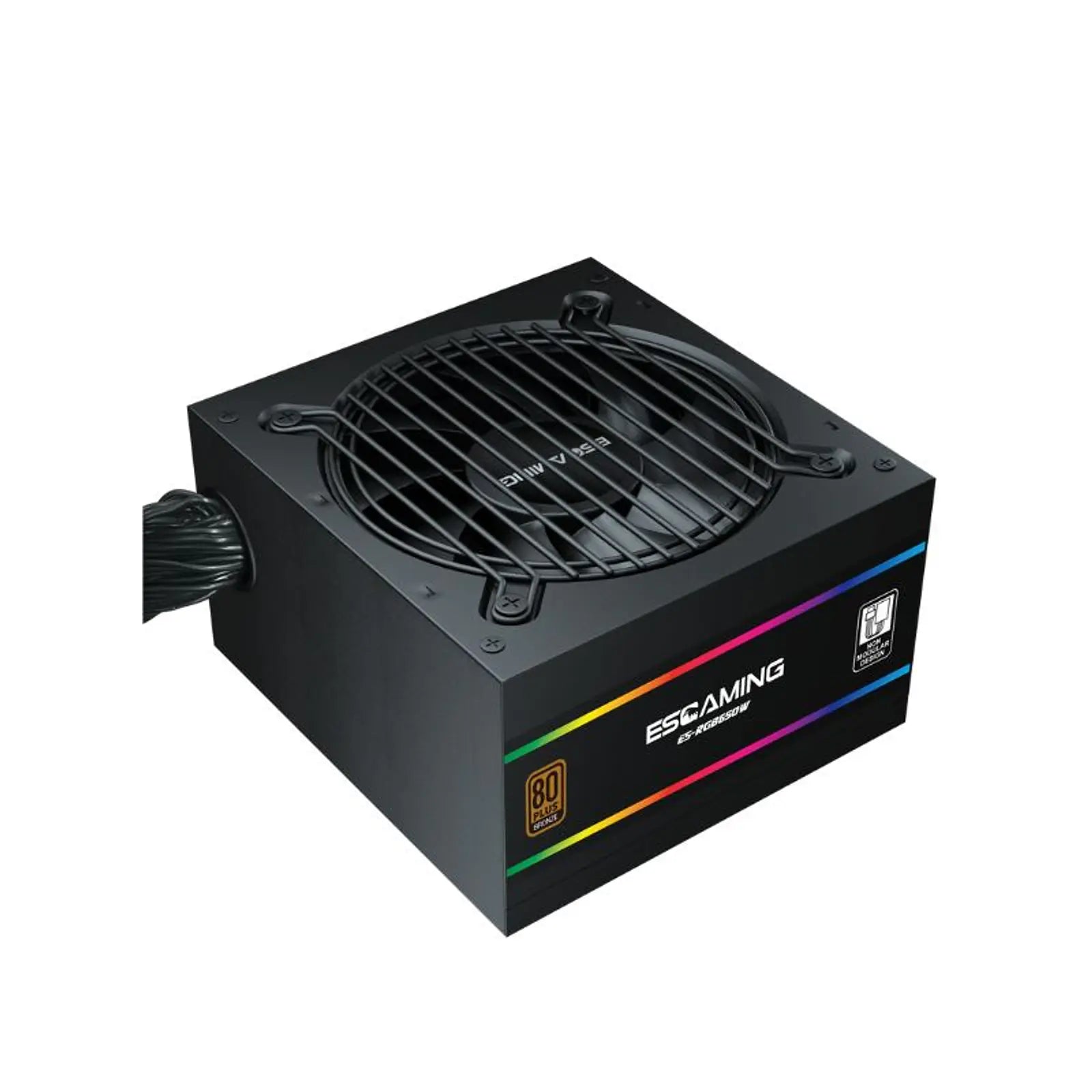 Fuente de Poder ESGAMING ES-RGB850W 80 Plus Bronze vista frontal