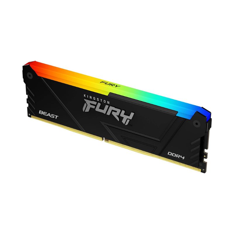 Memoria RAM Kingston Fury Beast 8GB DDR4 con iluminación RGB encendida