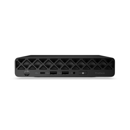 Mini PC HP ProDesk 2 G2i con Intel Core 3 304, vista frontal con puertos USB