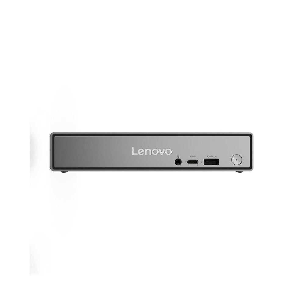 Frente del Mini PC Lenovo ThinkCentre neo 50q Gen 6 con puertos USB-C y USB-A