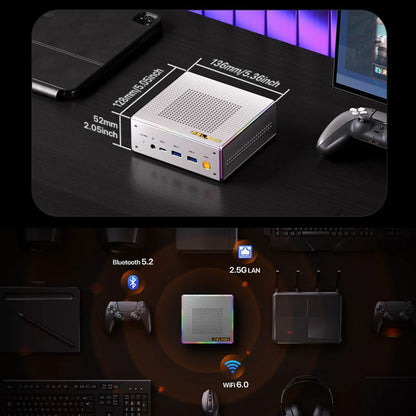 Mini PC Peladn HO4 Ryzen 9 7940HS medidas y conectividad
