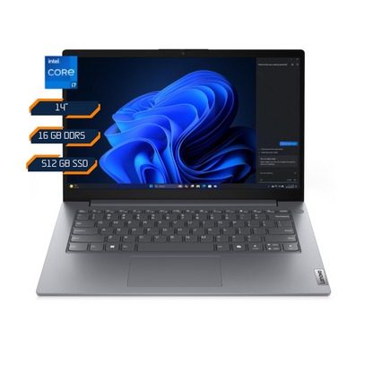 Notebook Lenovo V14 G5 con especificaciones: Core i7-13620H, 16GB DDR5, SSD NVMe de 512GB y pantalla Full HD de 14"