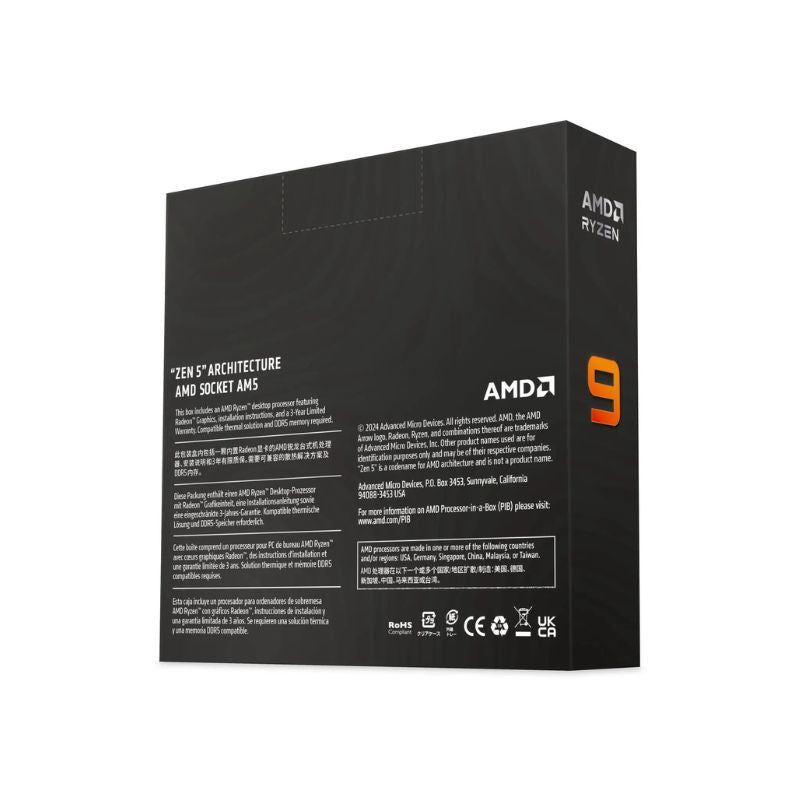 Caja del procesador AMD Ryzen 9 9900X socket AM5 vista trasera