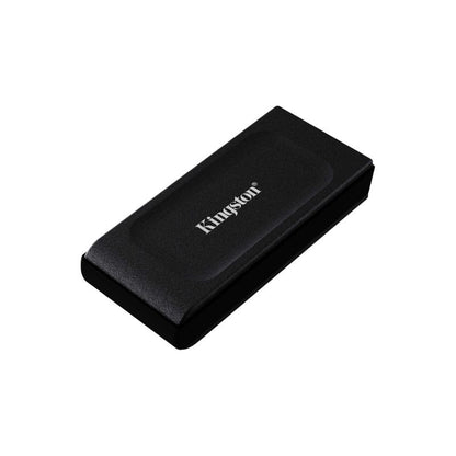 SSD externo Kingston XS1000 2TB color negro vista en ángulo
