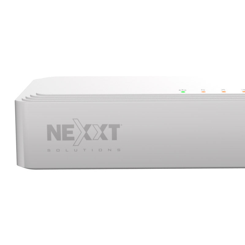 Logo Nexxt Solutions en el switch Naxos 501-G de 5 puertos