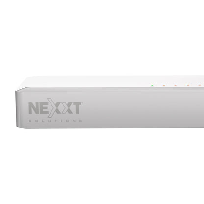 Logo Nexxt Solutions en el switch Naxos 801-G de 8 puertos