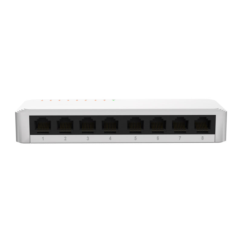 Switch Nexxt Naxos 801-G 8 puertos Gigabit de escritorio vista frontal