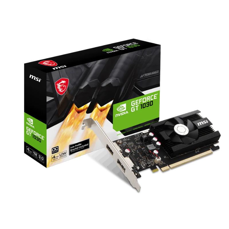 Caja retail de la tarjeta de video MSI GeForce GT 1030 4GB DDR4