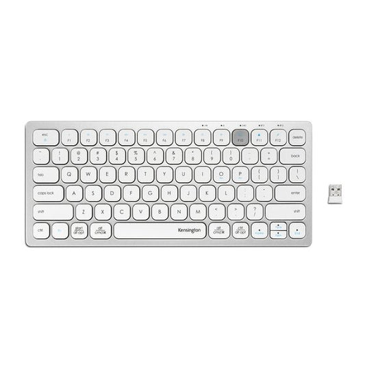 Teclado inalámbrico Kensington compacto multi-dispositivo color blanco vista frontal