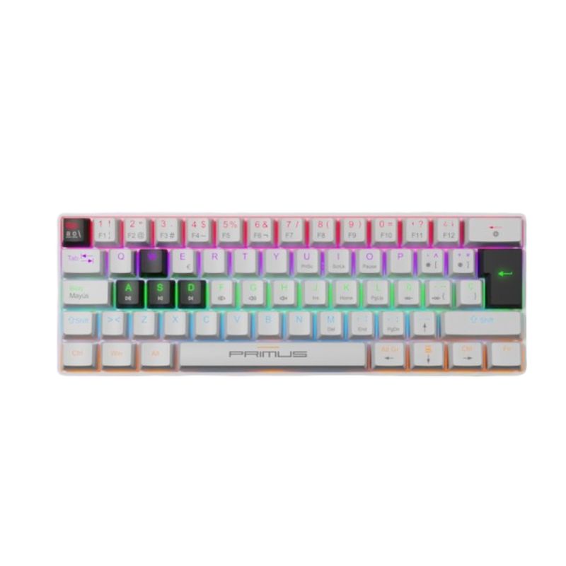 Teclado mecánico gamer Primus Ballista61T 60% blanco switch red vista frontal